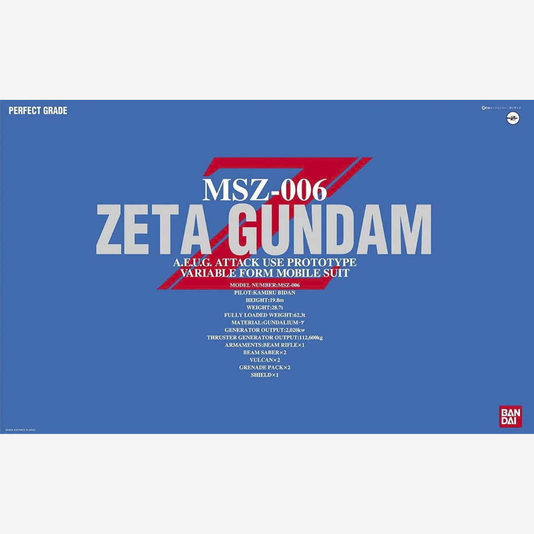 Gunpla MG Zeta Gundam MSZ-006 Master Grade trasformabile in Waverider, modello dettagliato da assemblare per fan della serie Zeta Gundam e collezionisti.