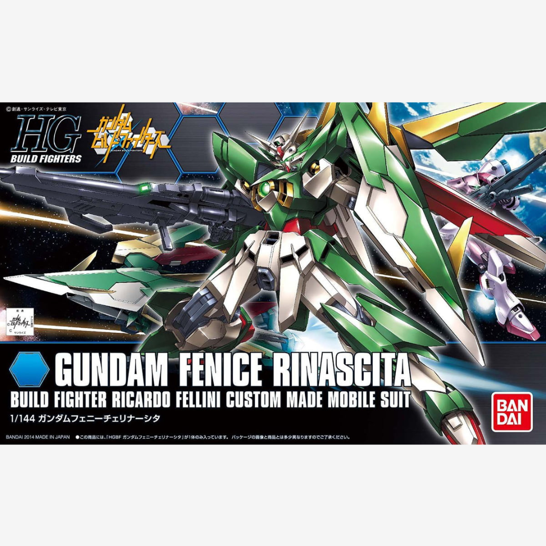 Gunpla HG 1/144 Gundam Fenice Rinascita da Build Fighters, kit Bandai da assemblare senza colla, mobile suit personalizzato da Ricardo Fellini.