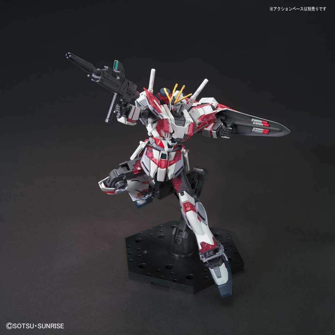 Box HG 1/144 RX-9/C Narrative Gundam C-Packs Bandai – Gunpla con psycho-frame rosso traslucido, kit da assemblare senza colla né verniciatura.