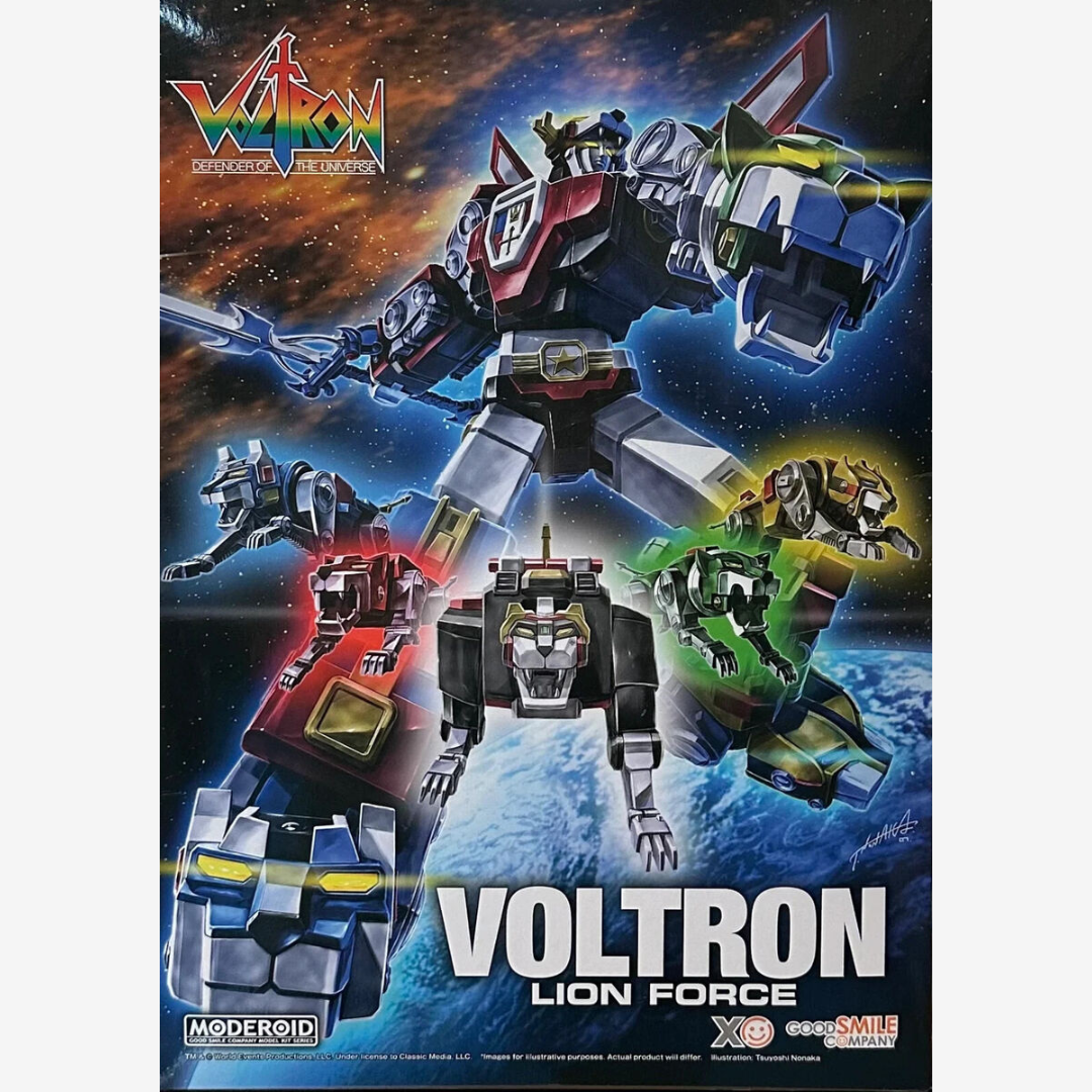 MODEROID Voltron Lion Force – kit da assemblare con i 5 leoni combinabili, mecha snodato anni ’80, senza colla né vernici, per collezionisti e fan anime.