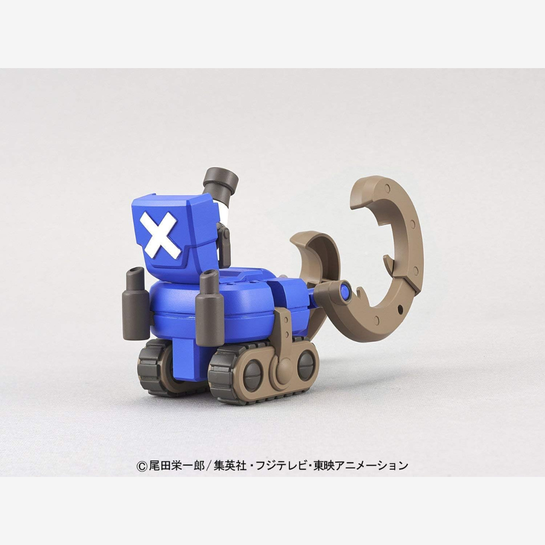 Box Bandai Chopper Robo Super No.3 Horn Dozer One Piece, robot blu con corna giganti ispirato alla Horn Point di Chopper, kit modellismo senza colla né vernice