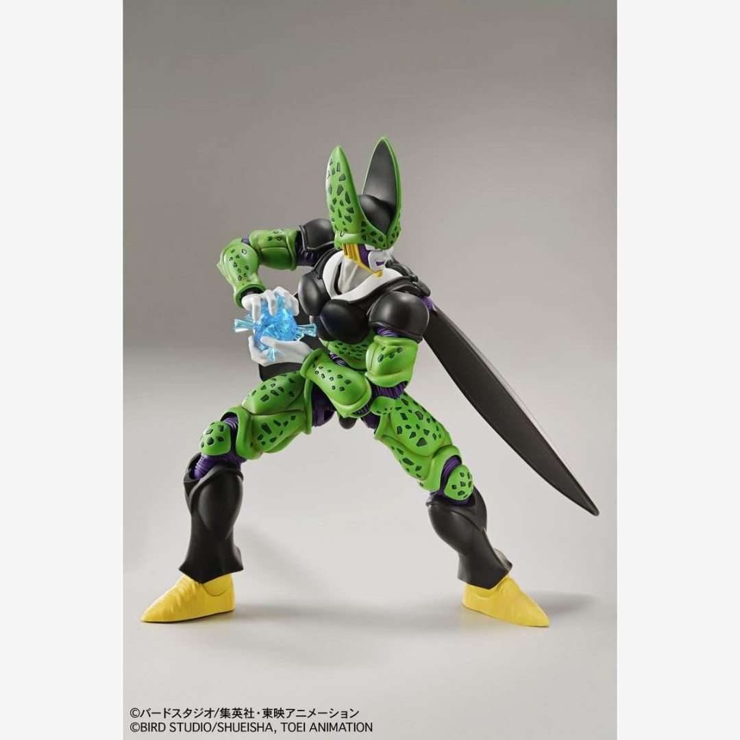 Box model kit Figure-rise Standard Bandai di Perfect Cell Dragon Ball Z, plastico da assemblare senza colla, articolato e dettagliato per collezionisti.