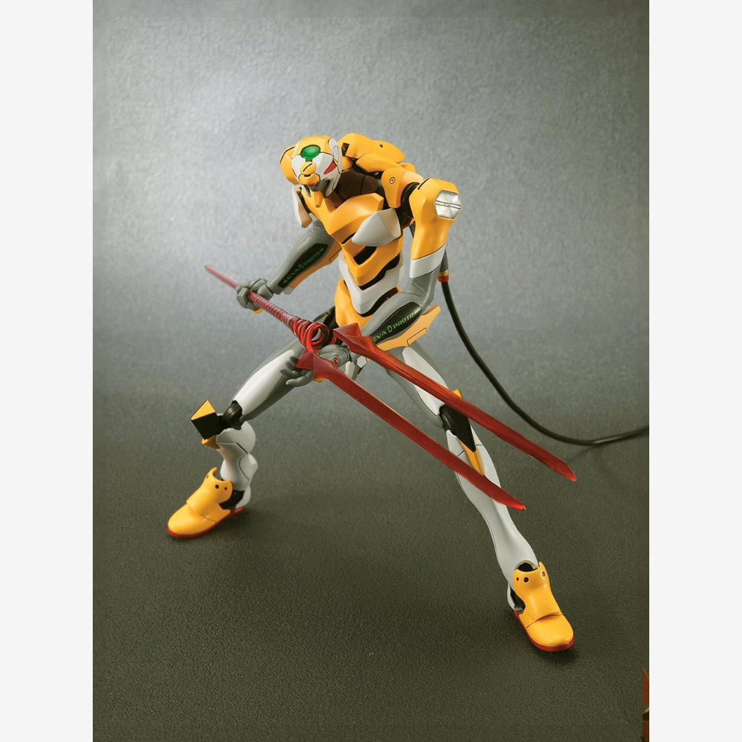 Box art Evangelion Unit-00 Proto Type Bandai, kit da montare senza colla né verniciatura, tratto da Neon Genesis Evangelion con Rei Ayanami