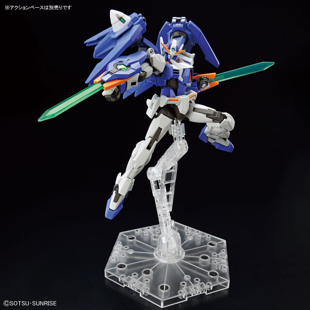 Box HG 1/144 Gundam 00 Diver Arc Bandai – Gunpla Build Metaverse, kit da assemblare senza colla, design con lame verdi traslucide e look dinamico.