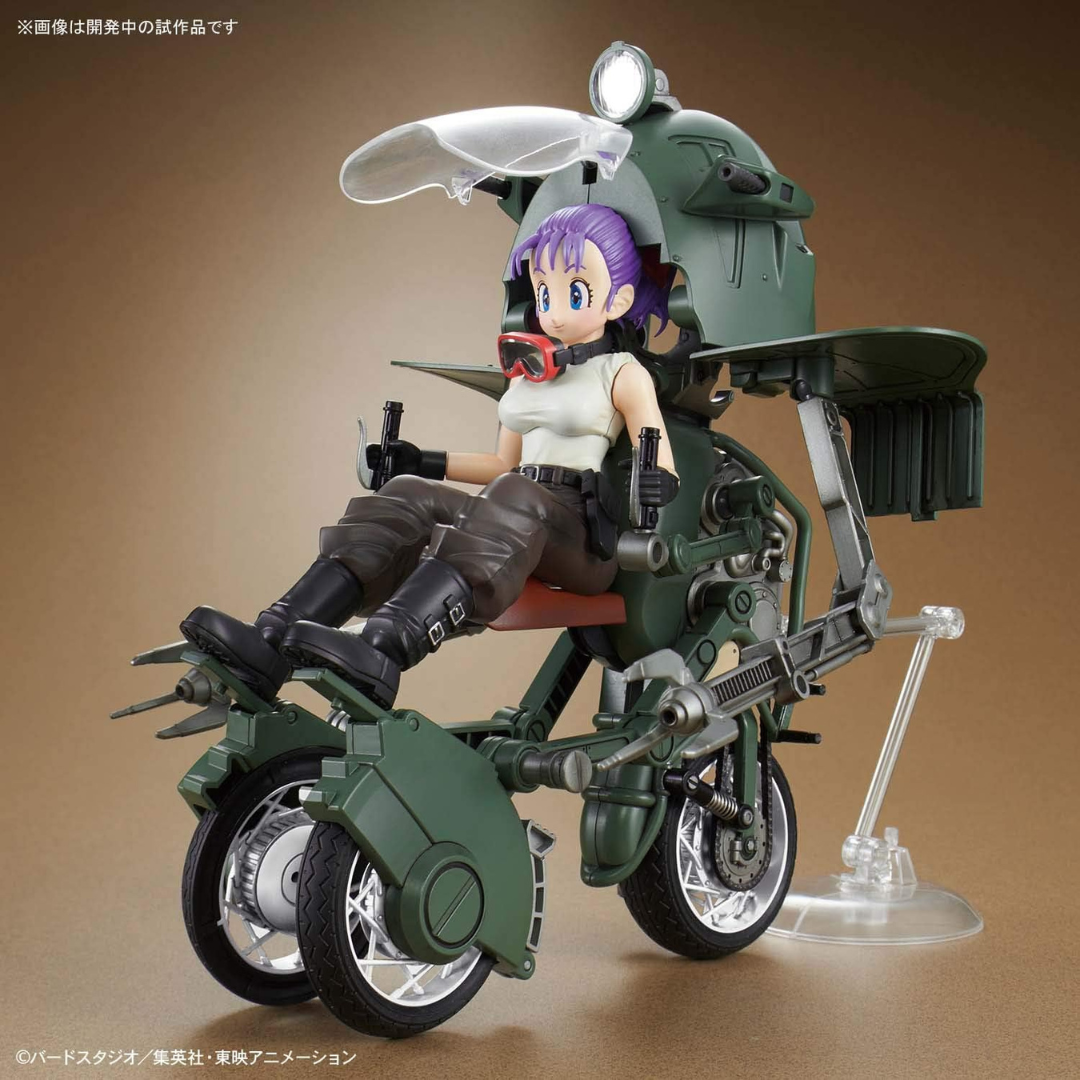 Model kit Bandai Figure-rise Mechanics Bulma’s Variable No.19 Motorcycle Dragon Ball, 3 modalità trasformabili senza colla né vernice, da assemblare.