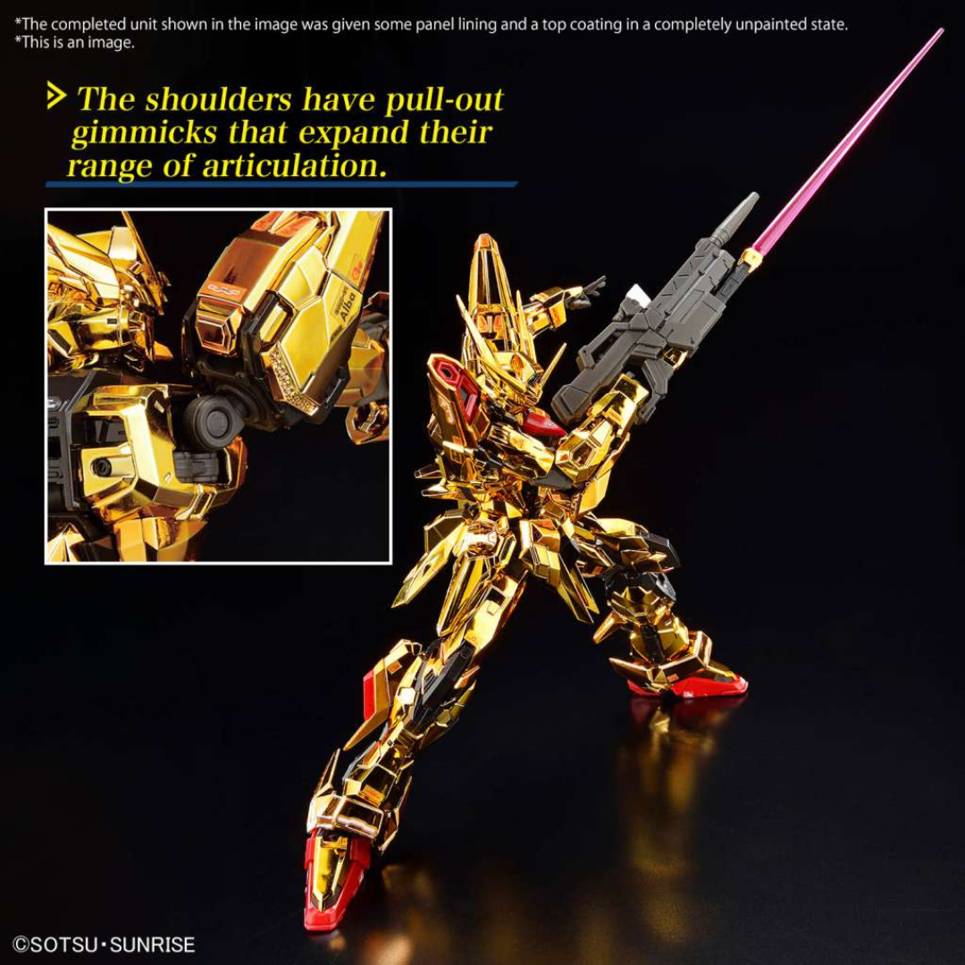 Gunpla HGUC Hyaku Shiki 1/144 versione Gold Coating, modello placcato oro con fucile e scudo, perfetto per fan Gundam e collezionisti Gunpla esperti