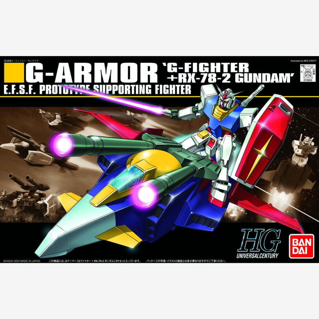 Gunpla Bandai HG 1/144 G-Armor G-Fighter + RX-78-2 Gundam, kit assemblabile senza colla, modello combinato leggendario della serie Mobile Suit Gundam.