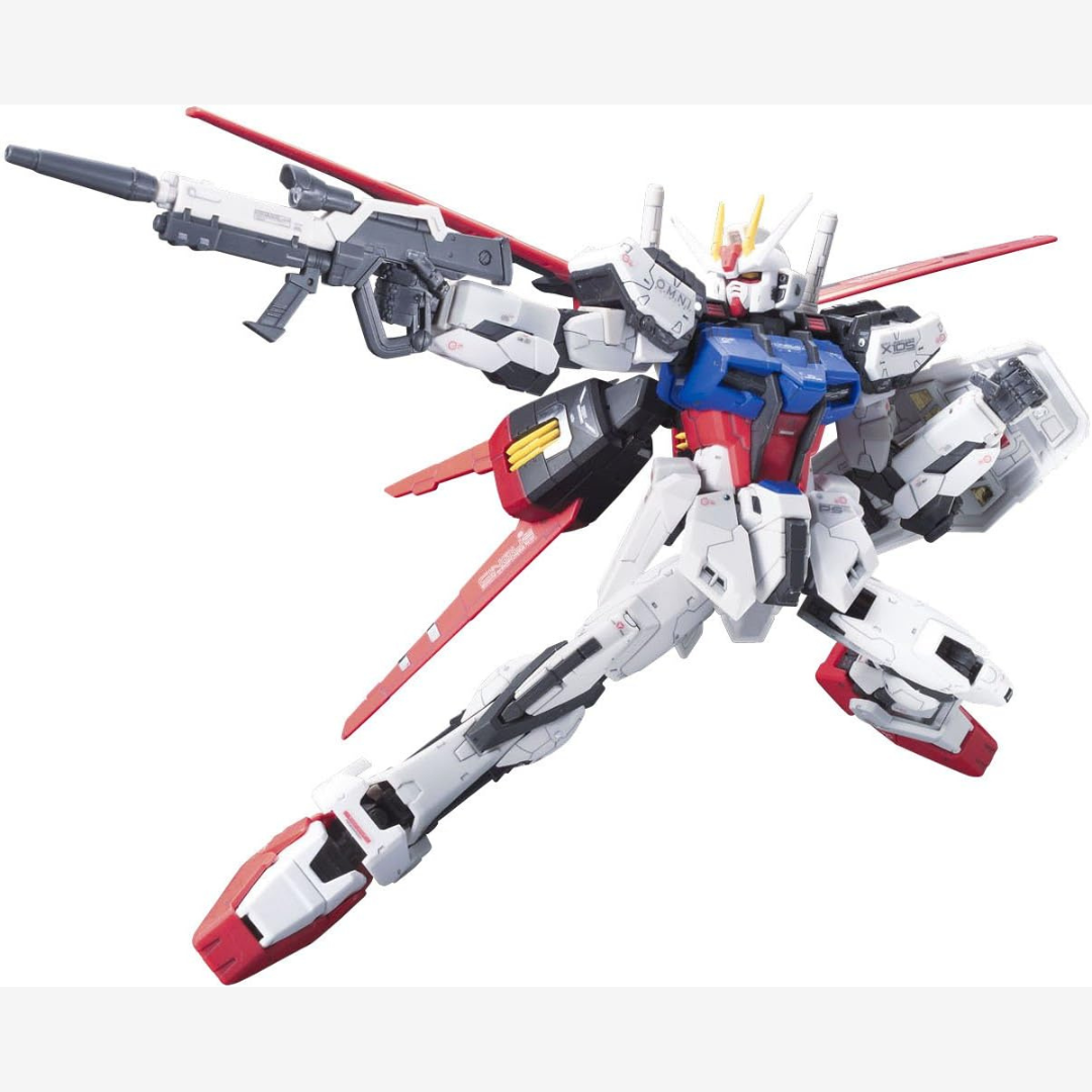 Gunpla RG Aile Strike Gundam 1/144 Bandai con Aile Striker Pack, beam rifle e scudo, da montare senza colla, Mobile Suit iconico di Gundam SEED