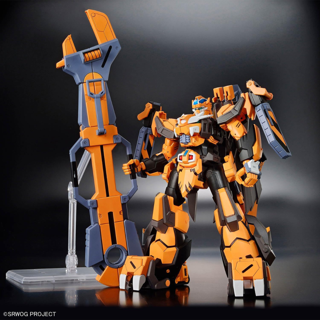 Box HG 1/144 Gunleon Super Robot Wars OG – Gunpla Bandai 2024 arancione con enormi armi meccaniche, kit da montare senza colla né verniciatura