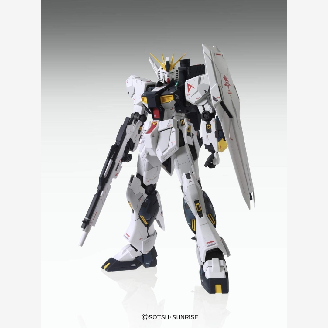 Box Gunpla MG RX-93 ν Gundam Ver.Ka Bandai, kit Master Grade da assemblare senza colla, icona UC con fin funnels mobili e design Katoki.
