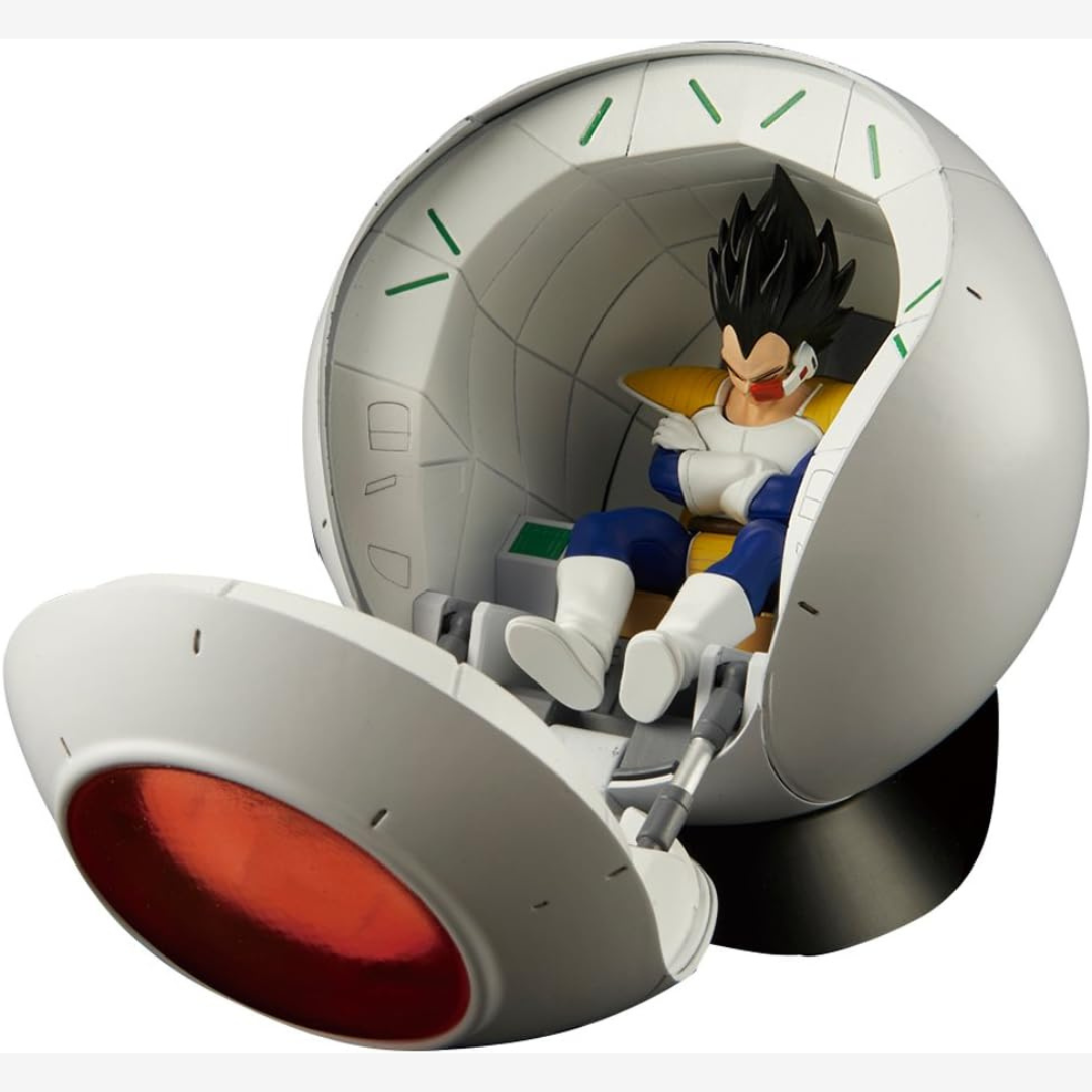 Model kit Bandai Figure-rise Mechanics Saiyan Space Pod Dragon Ball Z, capsula di Vegeta da assemblare, fedele replica anime senza colla né vernice.