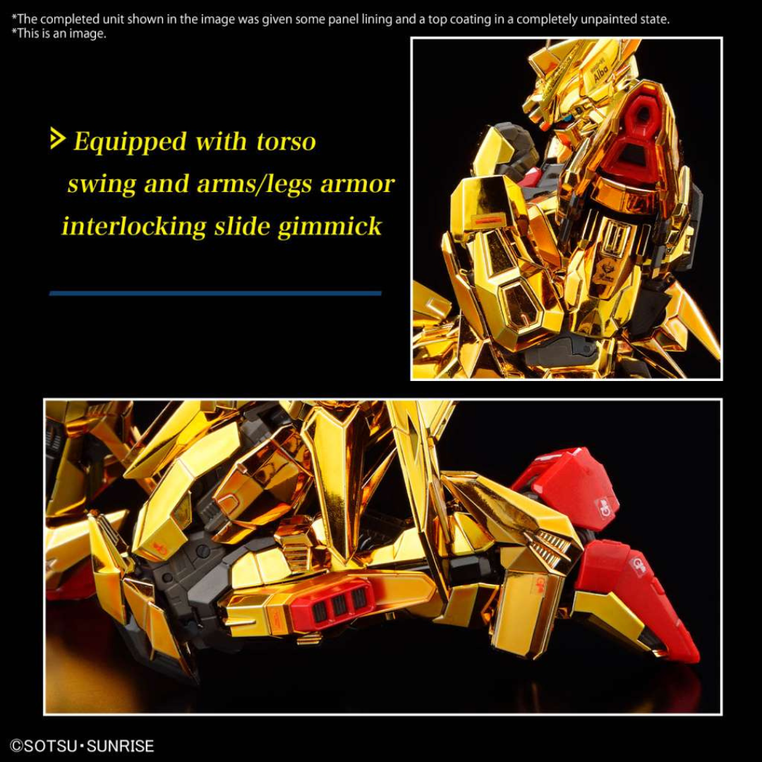 Gunpla HGUC Hyaku Shiki 1/144 versione Gold Coating, modello placcato oro con fucile e scudo, perfetto per fan Gundam e collezionisti Gunpla esperti