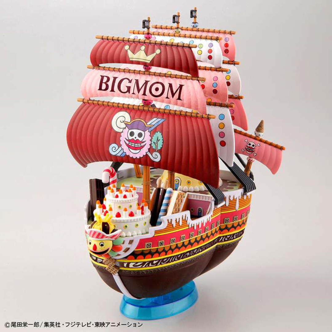Modellino Bandai Queen Mama Chanter da One Piece, nave colorata della ciurma di Big Mom, kit da assemblare senza colla per fan e collezionisti anime
