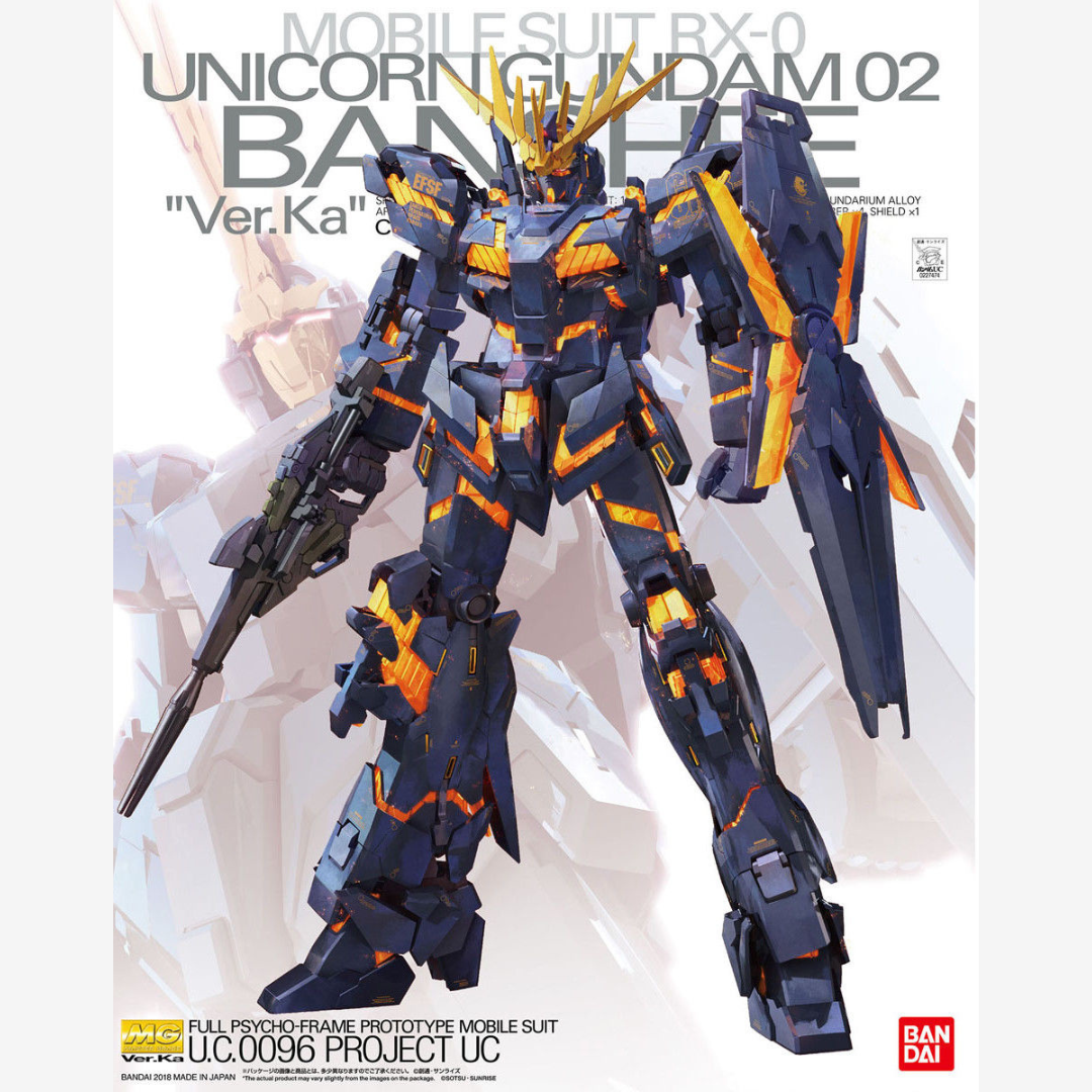 MG 1/100 Banshee Unicorn Gundam 02 Ver.Ka con Psycho Frame arancione. Kit Gunpla UC0096 da assemblare senza colla, design iconico Katoki.
