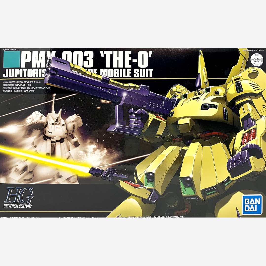 Box HG PMX-003 The-O 1/144 Bandai Gunpla Universal Century, mobile suit di Paptimus Scirocco, kit dettagliato da montare senza colla.