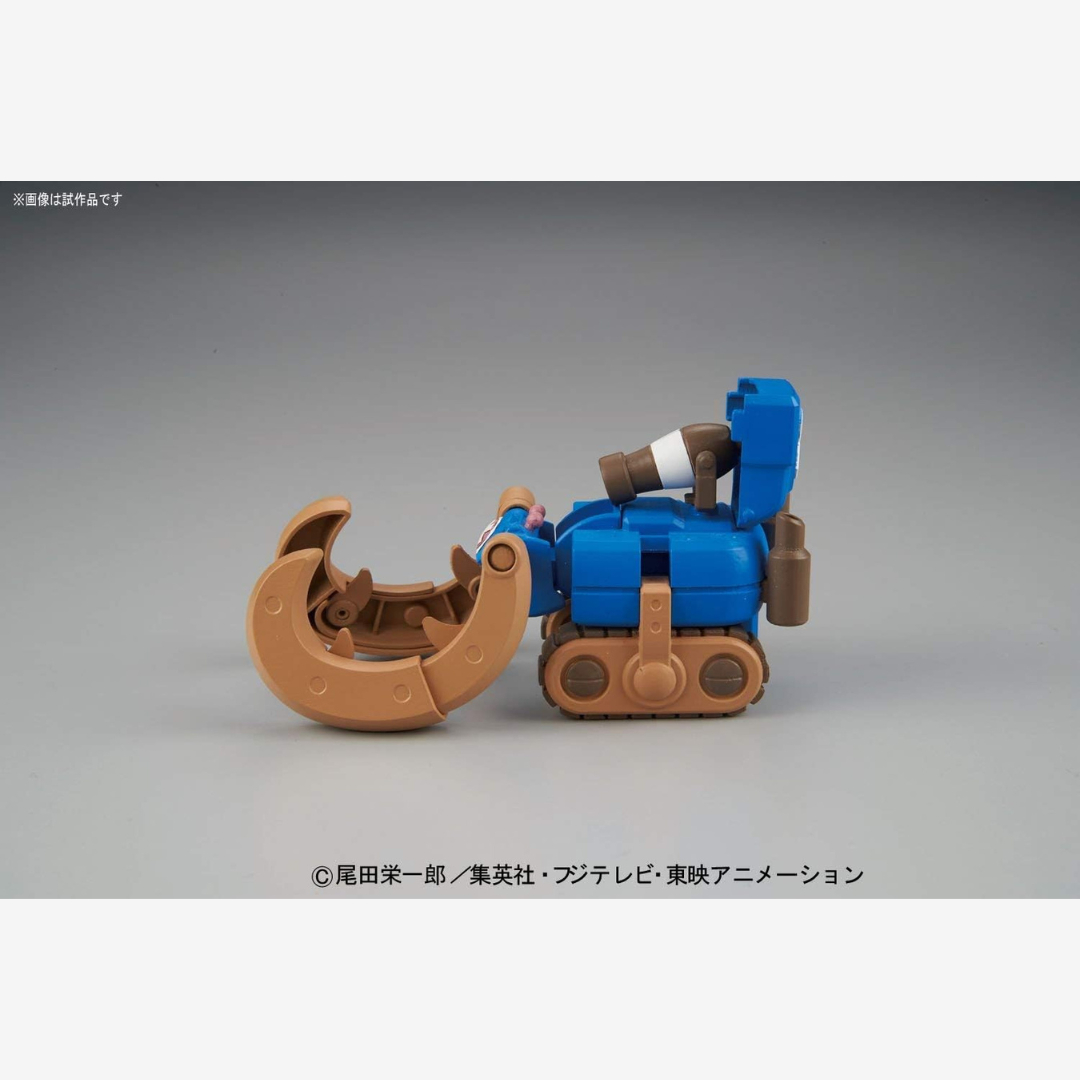 Box Bandai Chopper Robo Super No.3 Horn Dozer One Piece, robot blu con corna giganti ispirato alla Horn Point di Chopper, kit modellismo senza colla né vernice