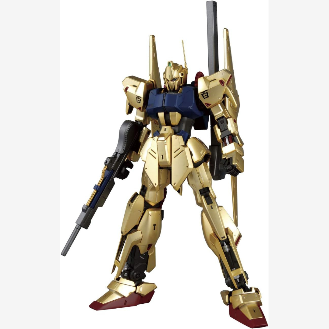Gunpla MG Hyaku Shiki 1/100 dorato da Zeta Gundam – mobile suit Bandai da assemblare, dettagli Master Grade, ideale per collezionisti Gunpla