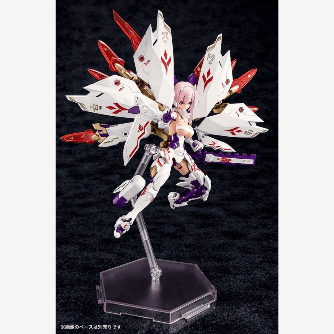 Box model kit Megami Device ASRA Nine-Tails Kotobukiya con armatura bianca futuristica e look Bishoujo mecha da combattimento