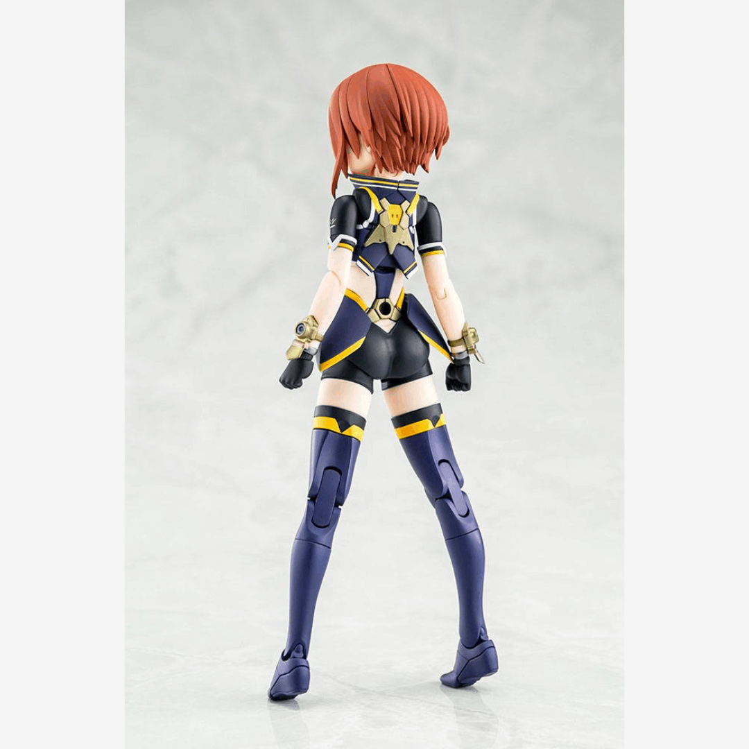 Box model kit Megami Device Sugumi Kanagata Ga-Shin con armatura blu trasformabile, armi modulari e design anime Alice Gear Aegis