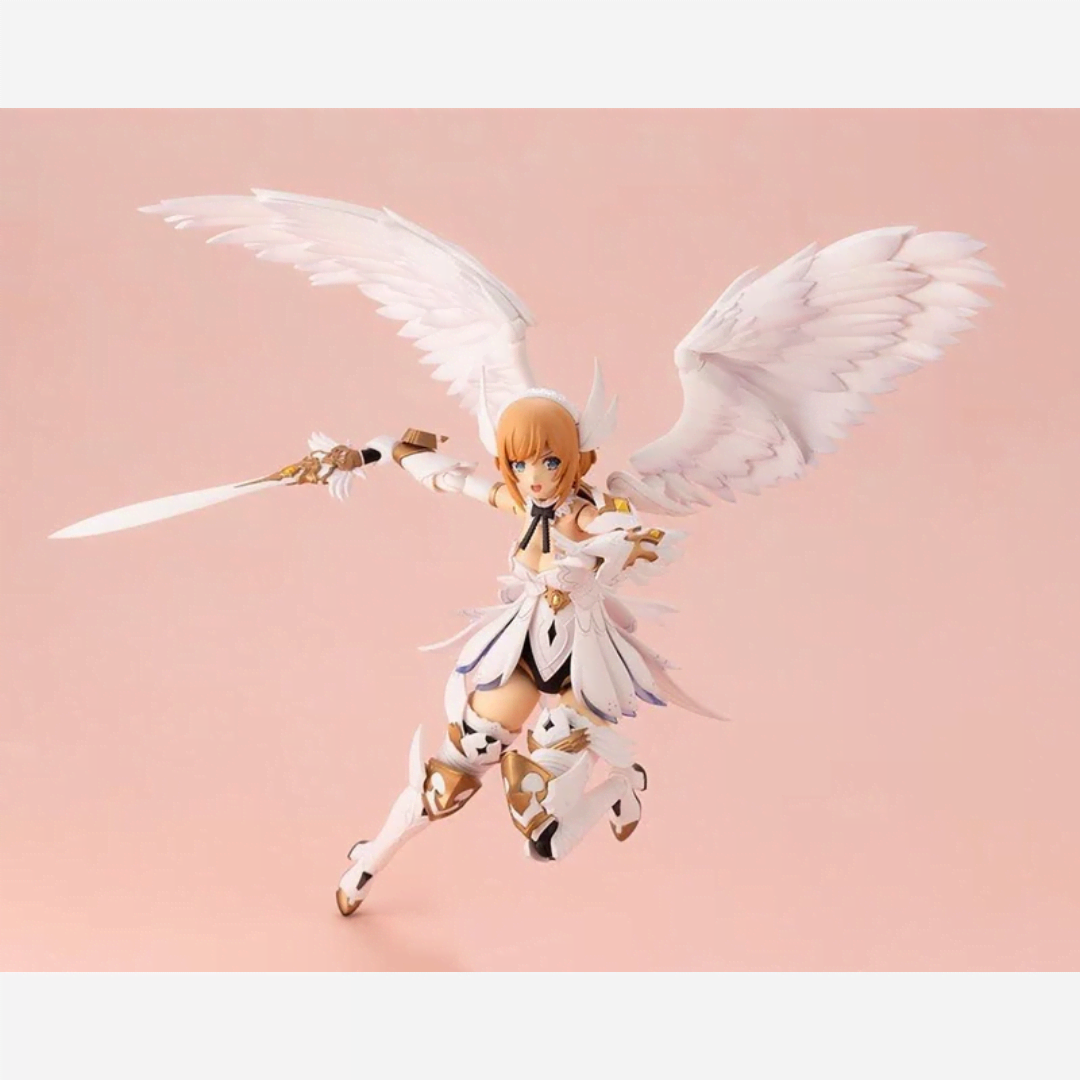 Box model kit Kotobukiya Lumitea Arcanadea con ali bianche, outfit fantasy angelico e artwork originale illustrato da necömi