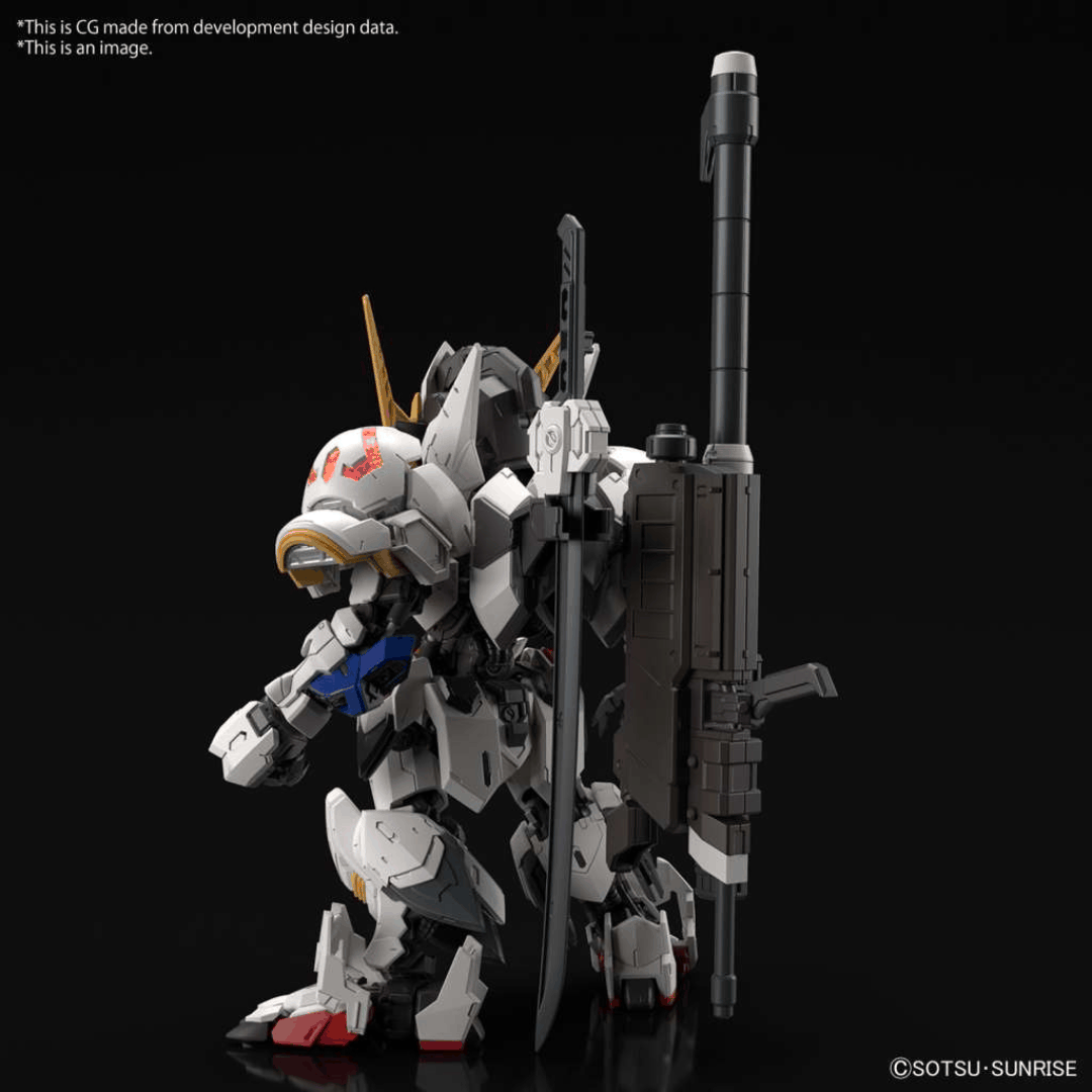 Box MGSD Gundam Barbatos con Mobile Suit SD dettagliato e armato, ispirato a Iron-Blooded Orphans. Gunpla compatto con qualità da Master Grade.