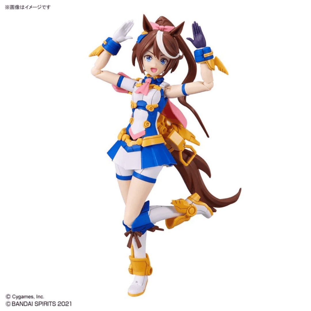 Box model kit 30MS Tokai Teio Bandai Umamusume con outfit da corsa, volti intercambiabili, orecchie equine e base espositiva