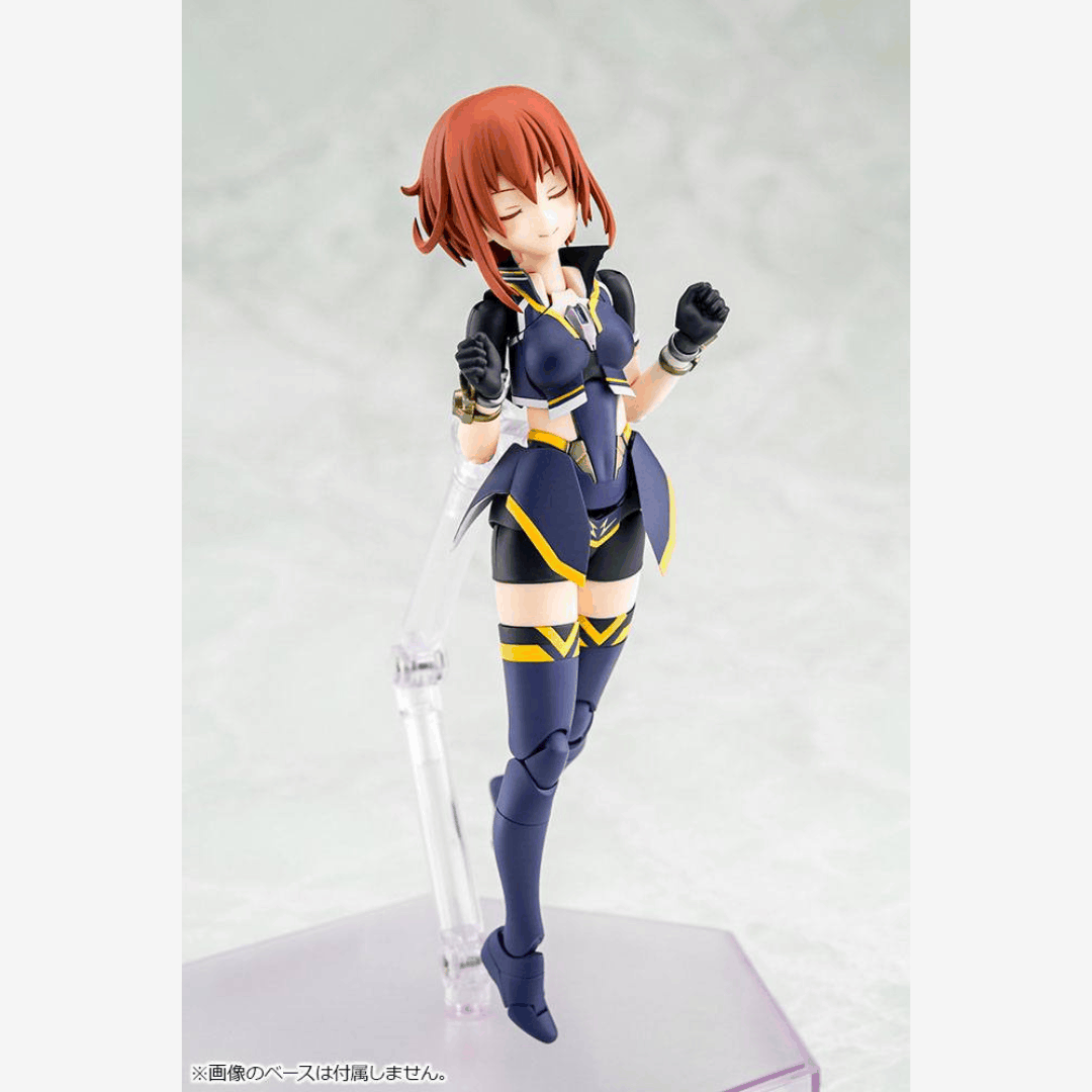 Box model kit Megami Device Sugumi Kanagata Ga-Shin con armatura blu trasformabile, armi modulari e design anime Alice Gear Aegis