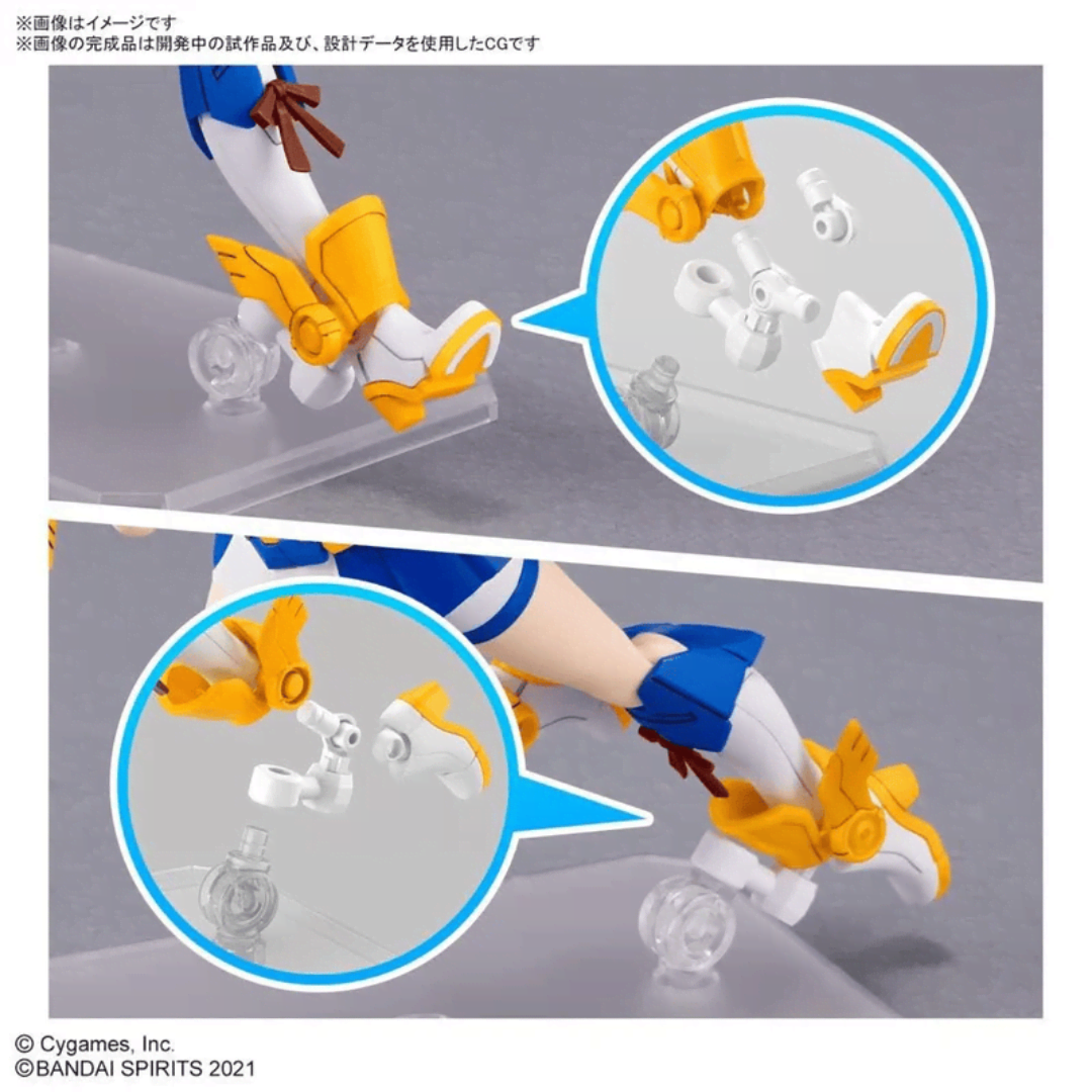 Box model kit 30MS Tokai Teio Bandai Umamusume con outfit da corsa, volti intercambiabili, orecchie equine e base espositiva