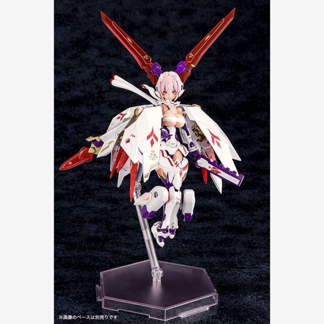 Box model kit Megami Device ASRA Nine-Tails Kotobukiya con armatura bianca futuristica e look Bishoujo mecha da combattimento