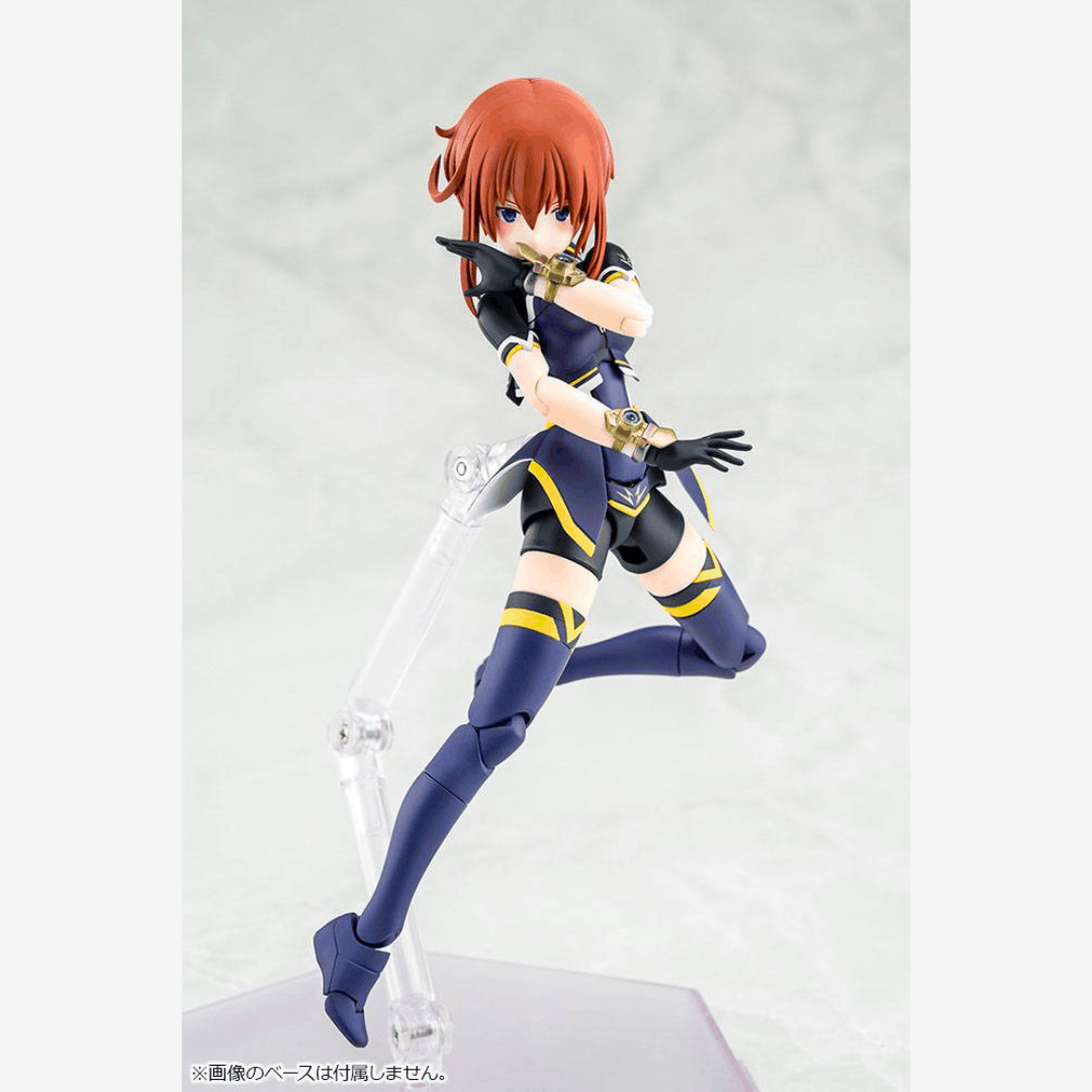 Box model kit Megami Device Sugumi Kanagata Ga-Shin con armatura blu trasformabile, armi modulari e design anime Alice Gear Aegis
