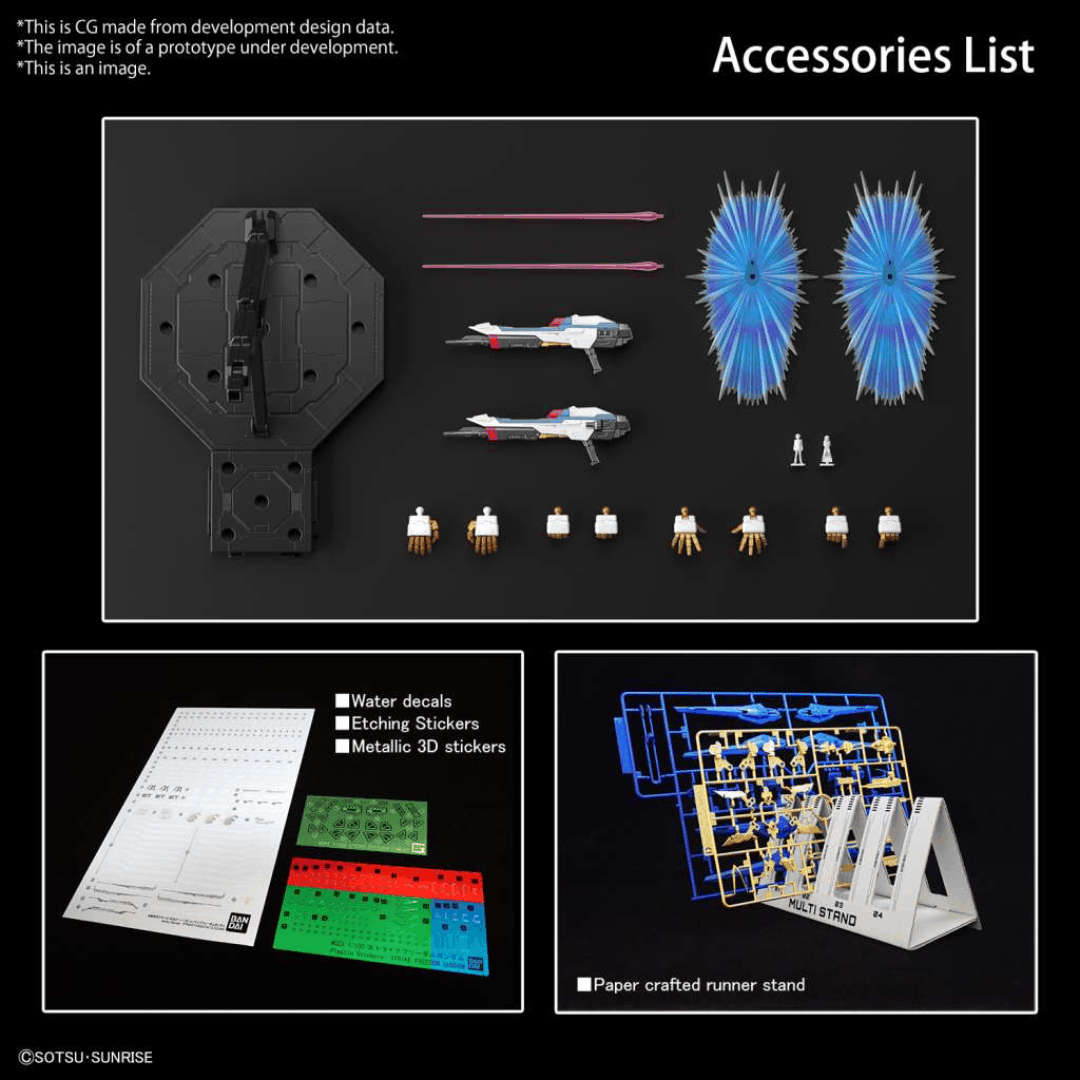 Box MGEX 1/100 Gundam Strike Freedom con ali estese e finiture dorate, modello Master Grade Extreme ispirato a Gundam SEED Destiny.
