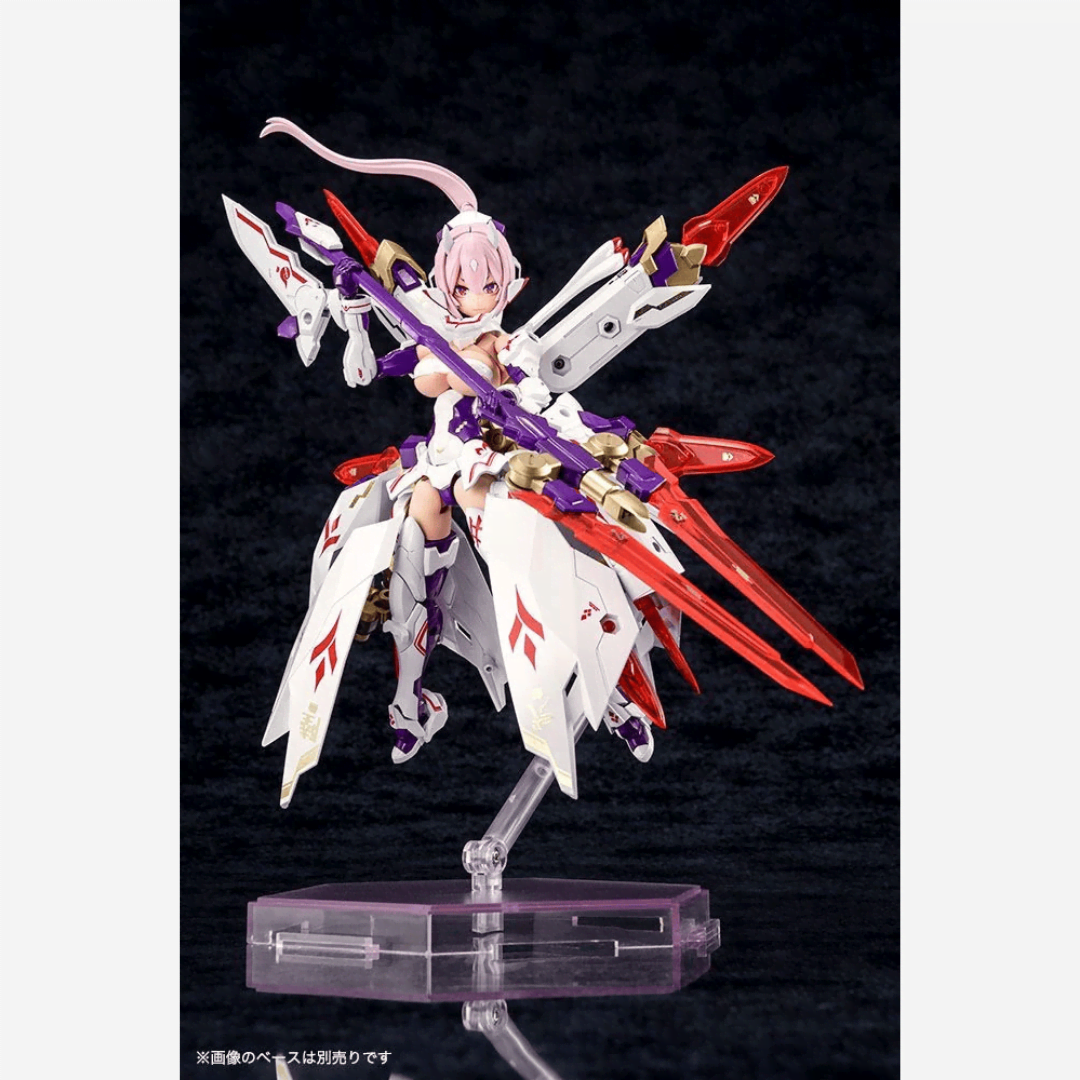 Box model kit Megami Device ASRA Nine-Tails Kotobukiya con armatura bianca futuristica e look Bishoujo mecha da combattimento