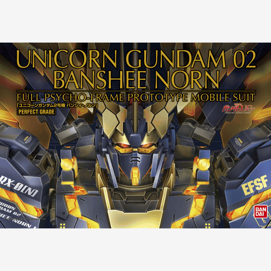 Box PG 1/60 Banshee Norn Bandai – Gunpla Perfect Grade da montare senza colla, con psycho-frame dorato tratto da Mobile Suit Gundam Unicorn UC