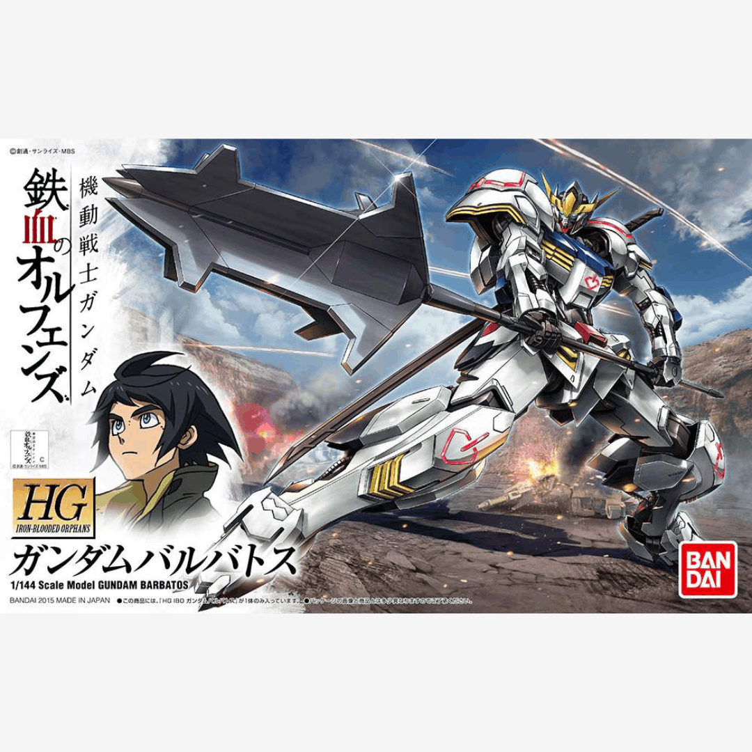 Box HG 1/144 Gundam Barbatos Bandai – Model kit da Iron-Blooded Orphans, facile da montare senza colla, con mazza da battaglia e look iconico