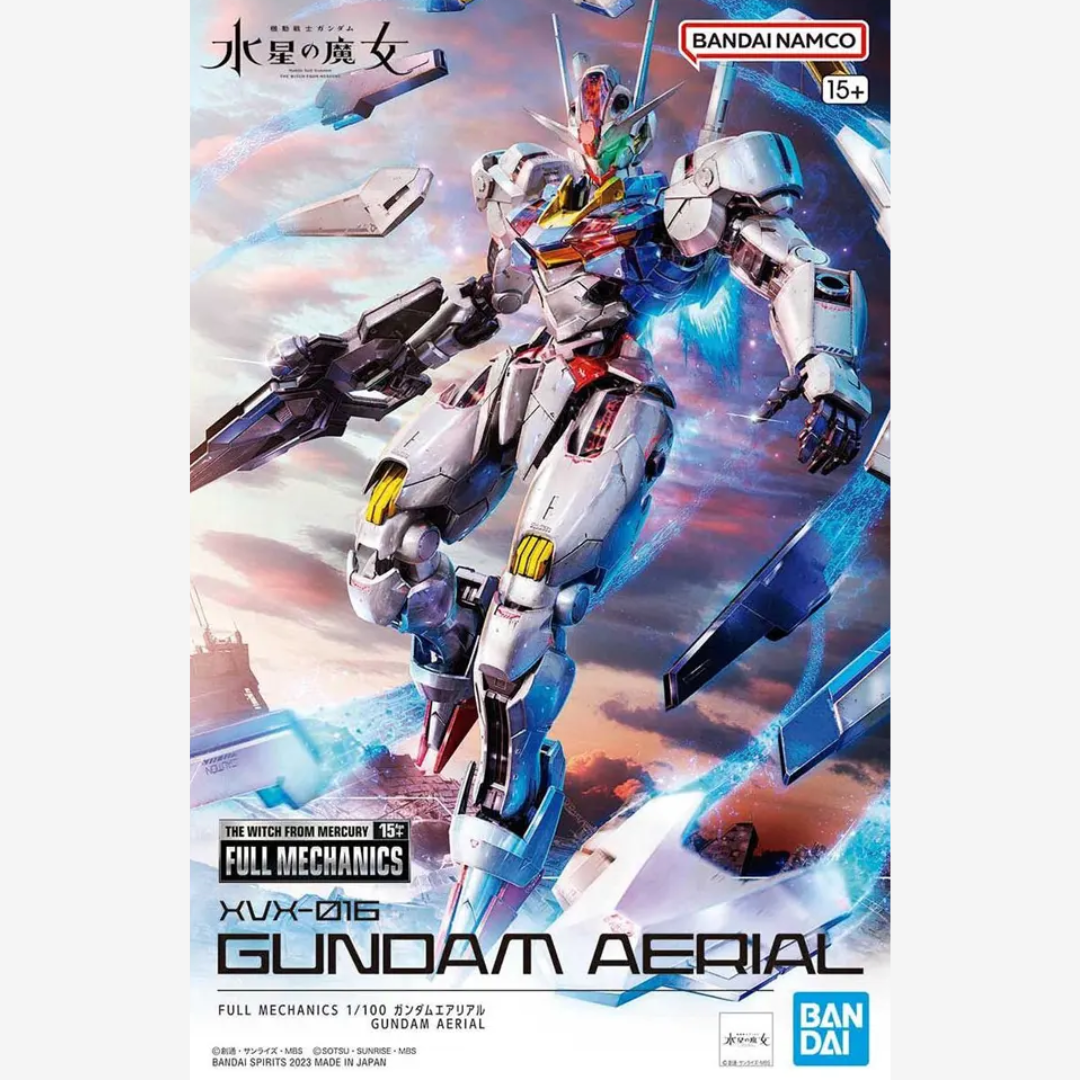 Box Gundam Aerial Full Mechanics 1/100 Bandai – Kit da assemblare senza colla, tratto da The Witch from Mercury, dettagliato e altamente posabile