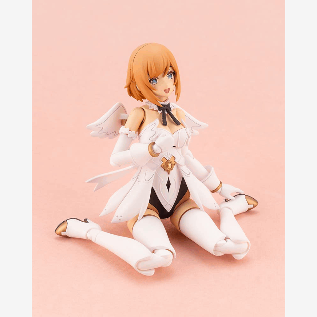 Box model kit Kotobukiya Lumitea Arcanadea con ali bianche, outfit fantasy angelico e artwork originale illustrato da necömi