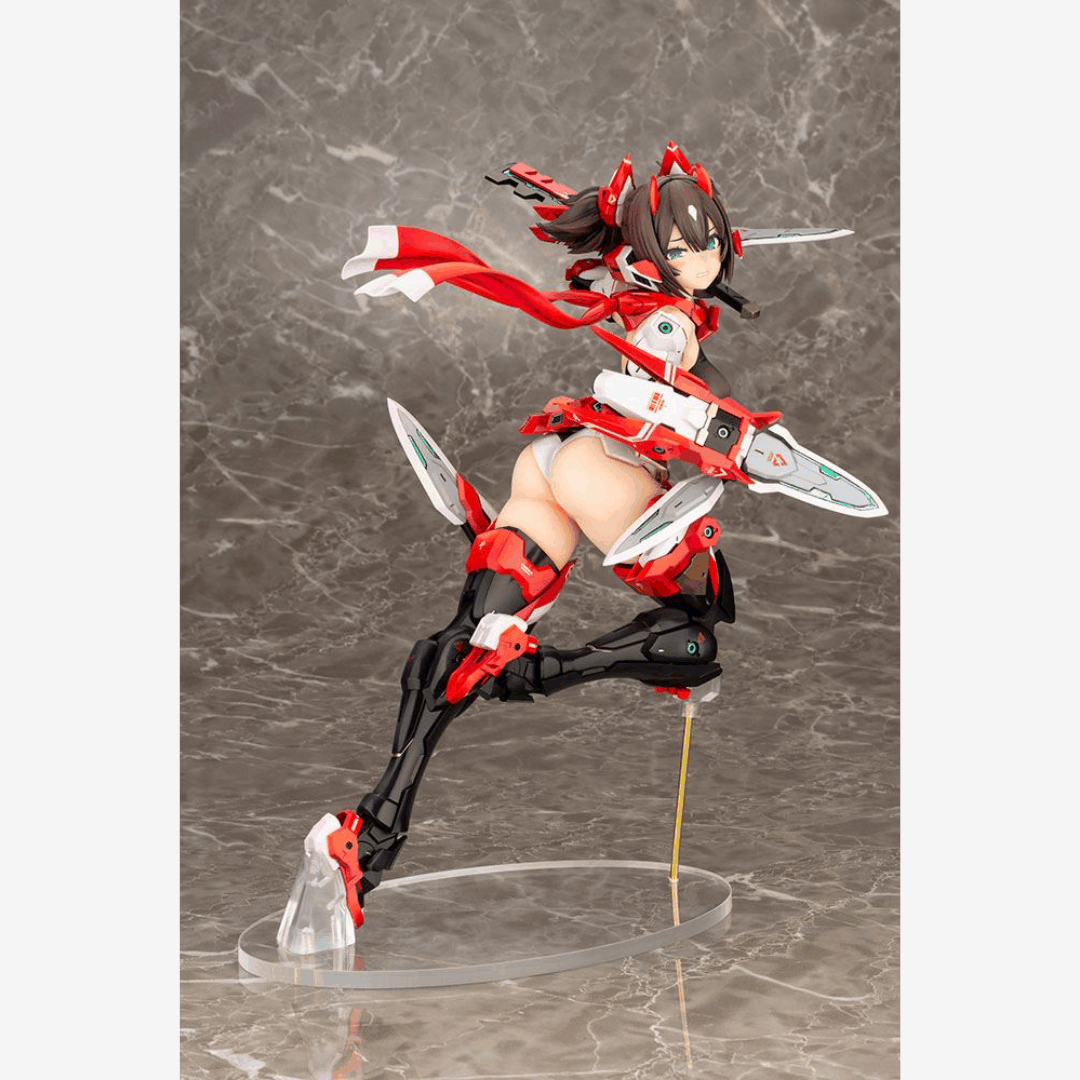 Figure Megami Device Asra Ninja Bonus Edition 28 cm con armatura mecha rossa e dettagli futuristici – disponibile su Weeaboverse