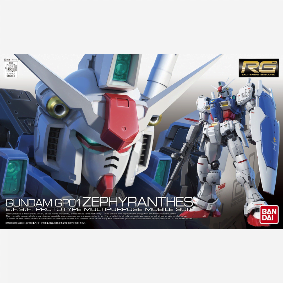 Box RG 1/144 Gundam GP01 Zephyranthes Bandai – Gunpla Real Grade da montare senza colla, tratto da Gundam 0083 Stardust Memory Universal Century