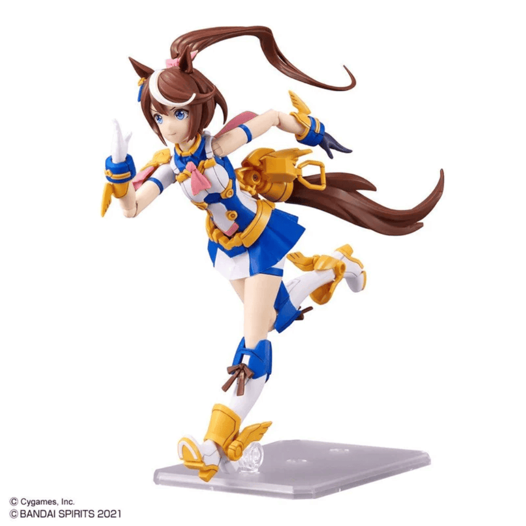 Box model kit 30MS Tokai Teio Bandai Umamusume con outfit da corsa, volti intercambiabili, orecchie equine e base espositiva