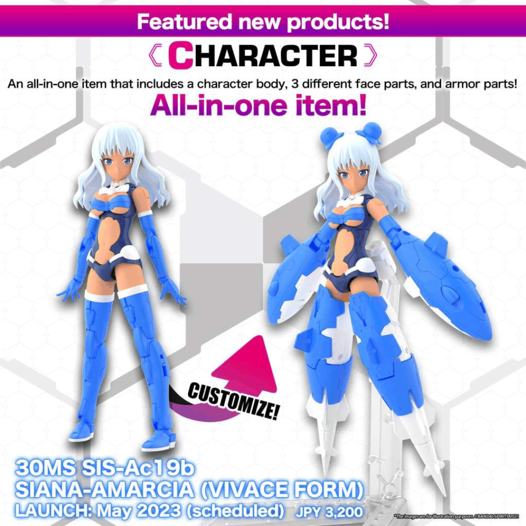 Bandai 30MS Siana Amarcia Vivace Form 1/144 – Model kit girl con armatura subacquea, volti espressivi e compatibilità con i kit 30MM.
