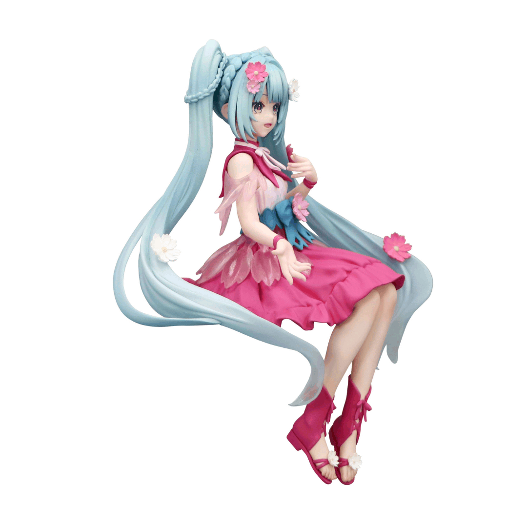 Figure Hatsune Miku Flower Fairy Cosmos 14 cm in PVC con abito rosa e dettagli floreali, noodle stopper ufficiale – disponibile su Weeaboverse
