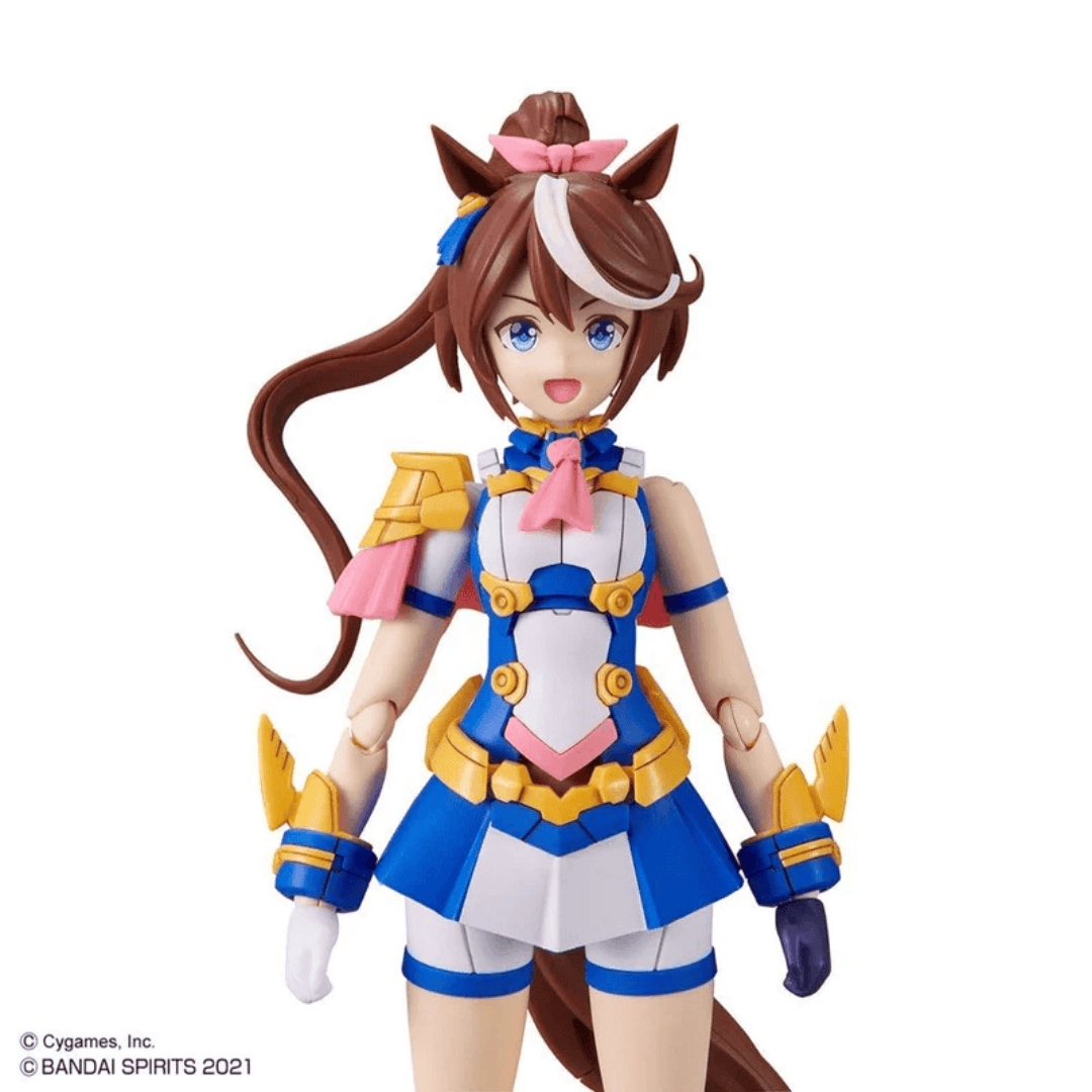 Box model kit 30MS Tokai Teio Bandai Umamusume con outfit da corsa, volti intercambiabili, orecchie equine e base espositiva