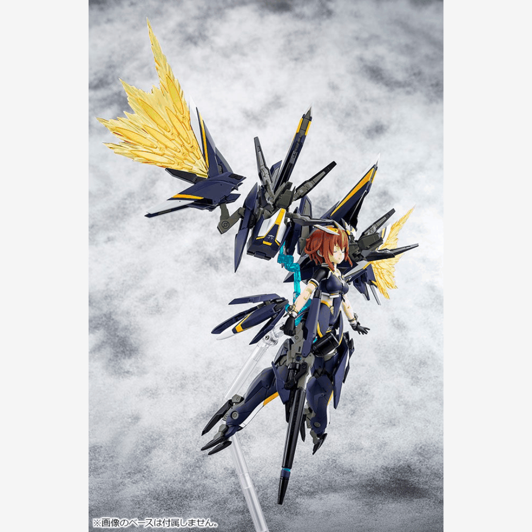 Box model kit Megami Device Sugumi Kanagata Ga-Shin con armatura blu trasformabile, armi modulari e design anime Alice Gear Aegis