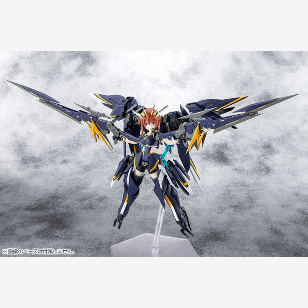 Box model kit Megami Device Sugumi Kanagata Ga-Shin con armatura blu trasformabile, armi modulari e design anime Alice Gear Aegis