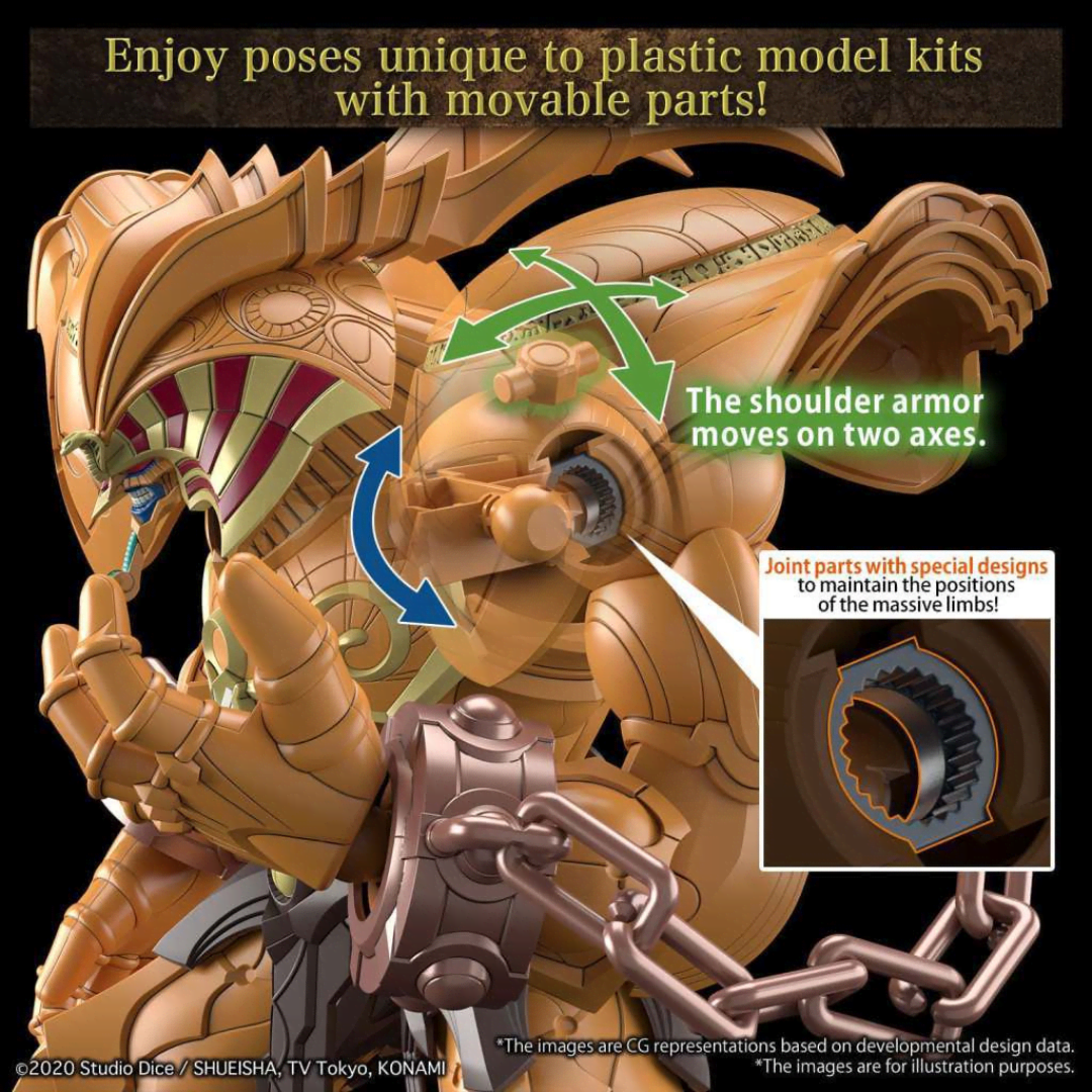 Model Kit Exodia il Proibito Yu-Gi-Oh!, figura dettagliata da assemblare senza colla, effetto scenico epico, per fan e collezionisti anime e card game.