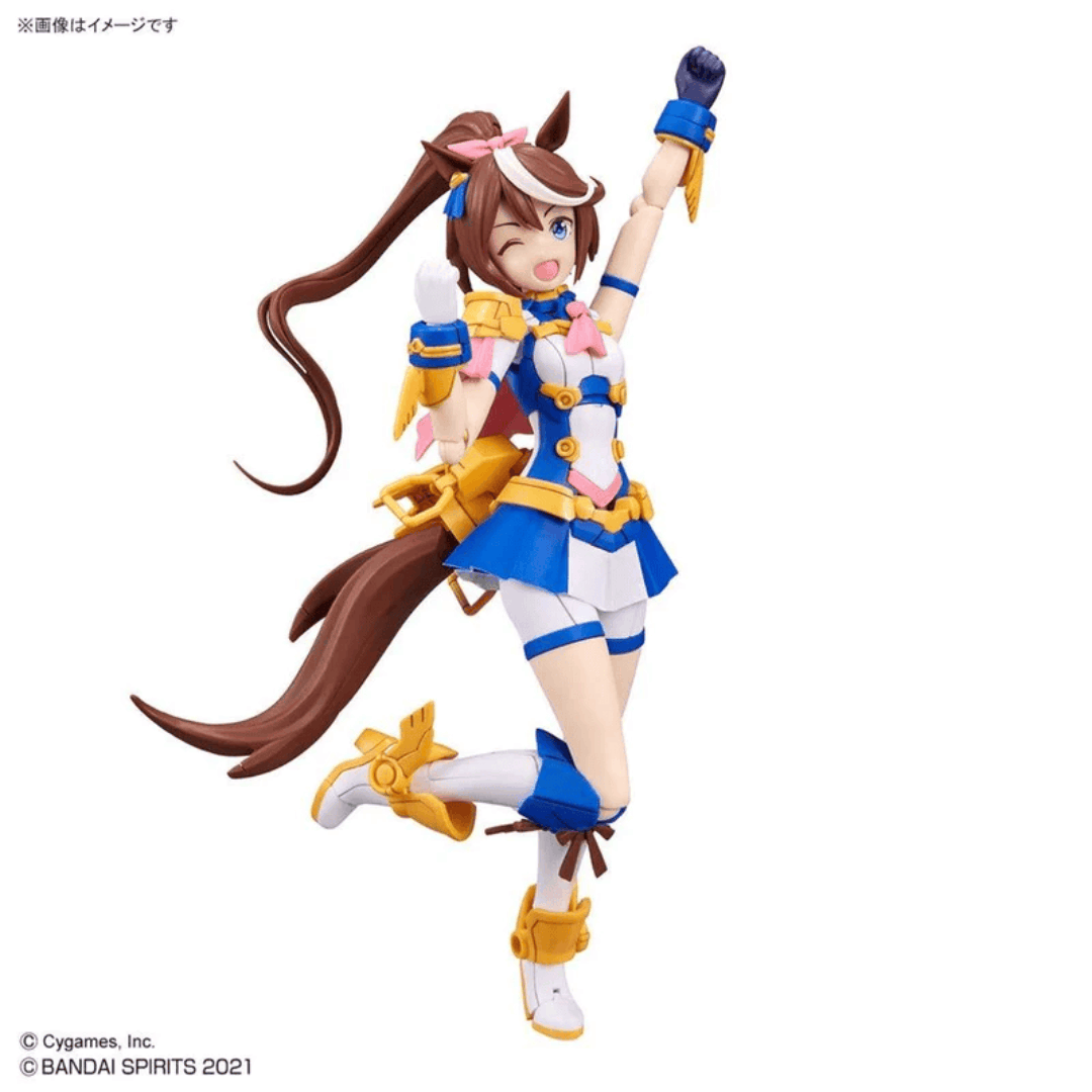 Box model kit 30MS Tokai Teio Bandai Umamusume con outfit da corsa, volti intercambiabili, orecchie equine e base espositiva