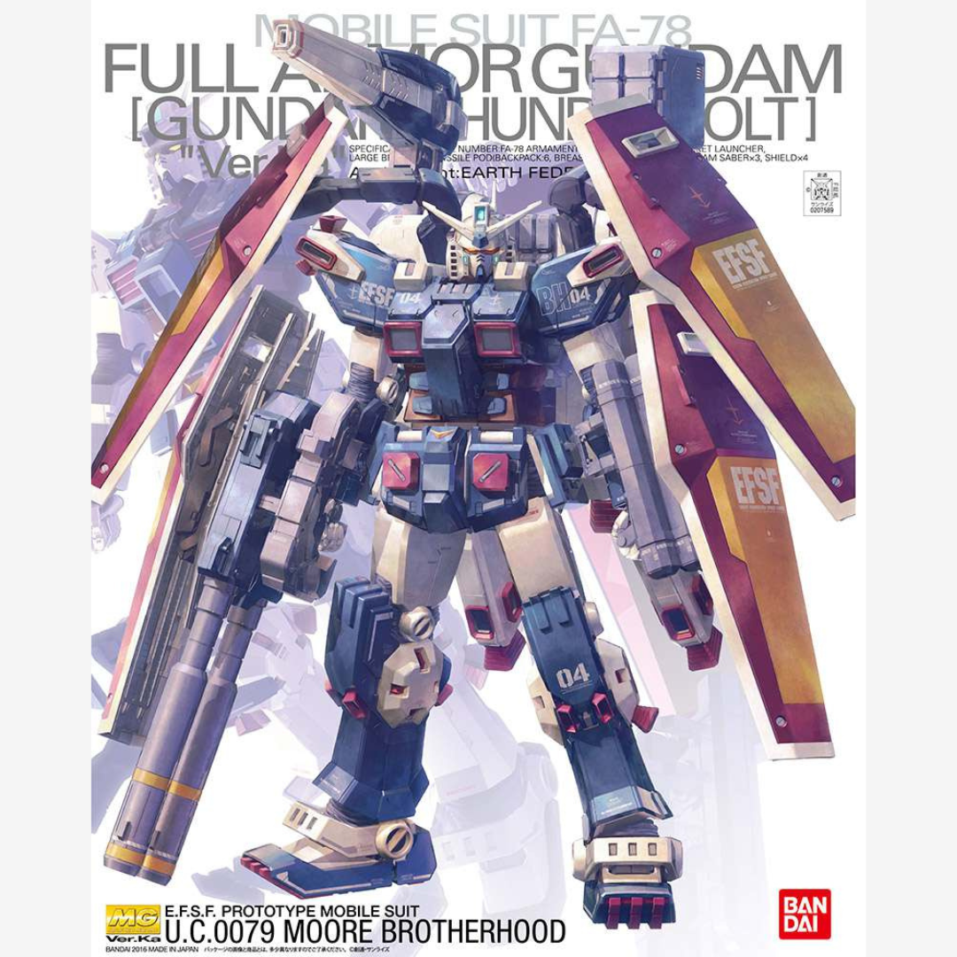 MG FA-78 Full Armor Gundam Thunderbolt Ver.Ka da assemblare, kit Gunpla U.C.0079 con scudi, armi pesanti e design Katoki per modellisti esperti.
