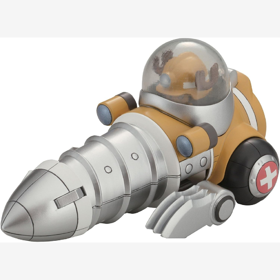 Box Bandai Chopper Robo No.4 Drill da One Piece, veicolo giallo perforatore pilotato da TonyTony Chopper, kit da assemblare senza colla né verniciatura