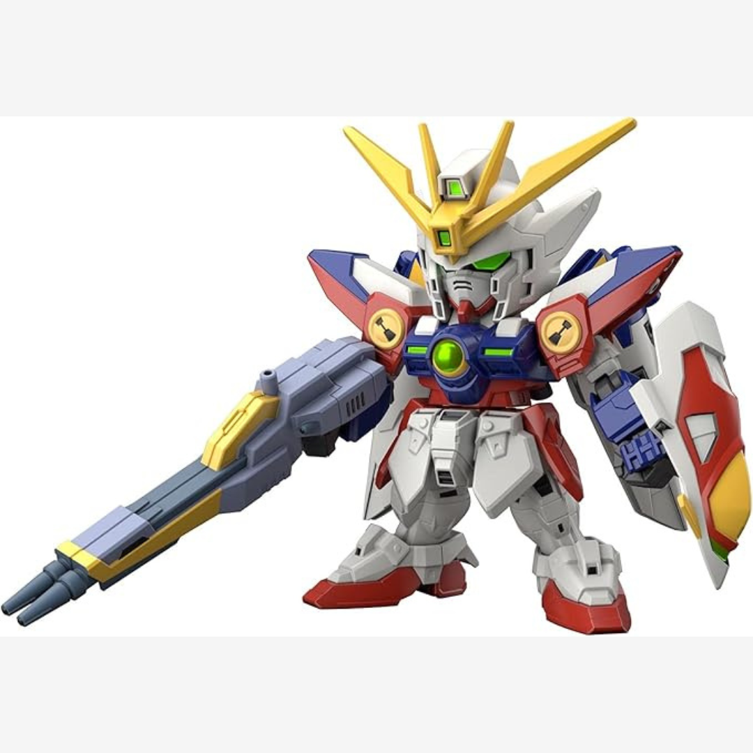 Gunpla SD EX-Standard Wing Gundam Zero Bandai con Twin Buster Rifle, ali mobili e accessori, kit da montare senza colla ispirato a Gundam Wing.