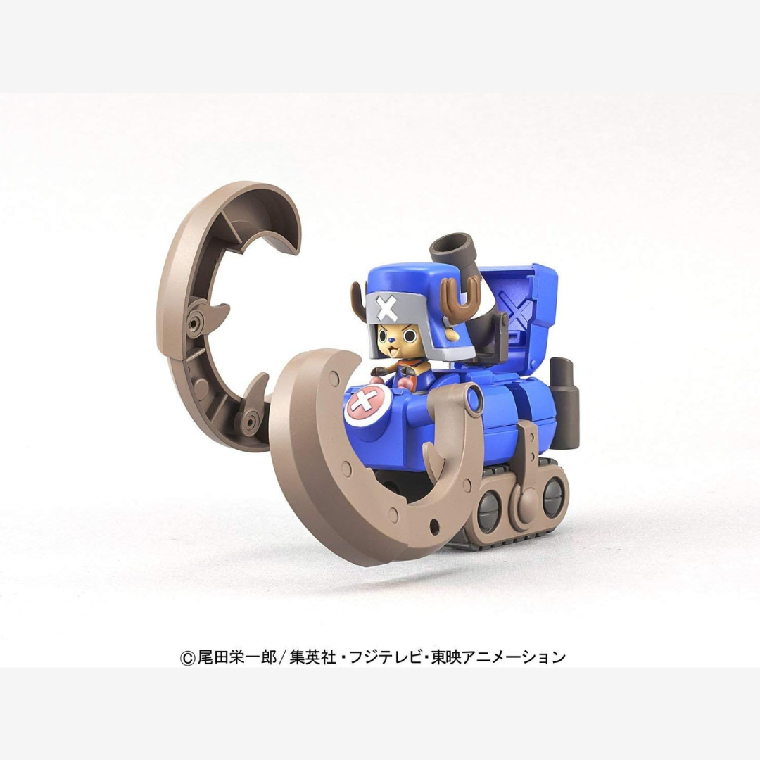 Box Bandai Chopper Robo Super No.3 Horn Dozer One Piece, robot blu con corna giganti ispirato alla Horn Point di Chopper, kit modellismo senza colla né vernice